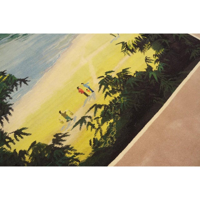 1980s Vintage Large Long and Narrow Size Chinese Scenic Pictorial Knotted Rug For Sale - Image 4 of 8