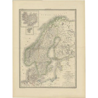 Antique Map of Scandinavia by Lapie, 1842 For Sale