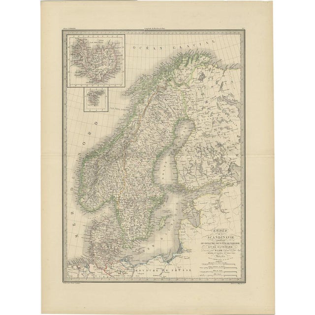 Antique Map of Scandinavia by Lapie, 1842 For Sale