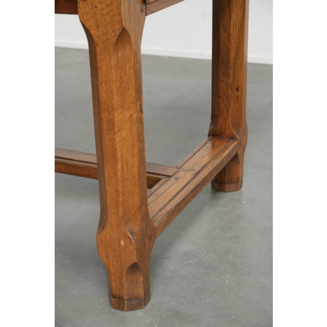 Antique 18th Century French Dining Table with Fruitwood Top and Oak Base For Sale - Image 9 of 14