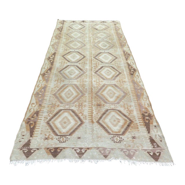 Distressed Vintage Turkish Kilim - 52"x122" For Sale