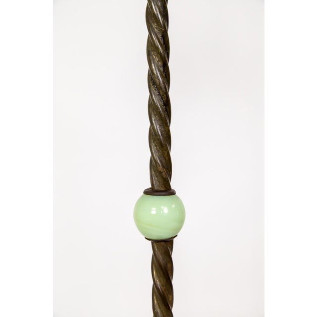 Early 20th Century Early 20th Century Deco Uranium Glass & Iron Bridge Floor Lamp For Sale - Image 5 of 10