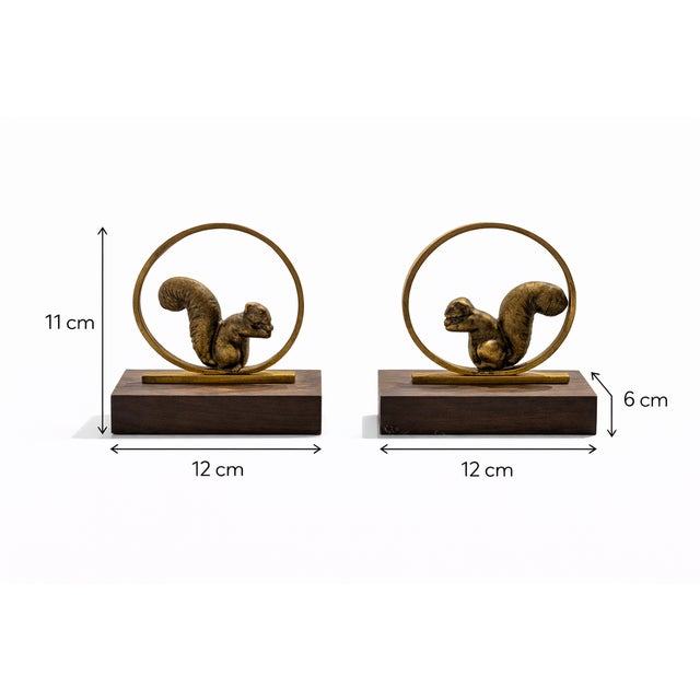 1930s Art Deco French Gilded Bronze and Rosewood Squirrel Bookends, 1930, Set of 2 For Sale - Image 5 of 7