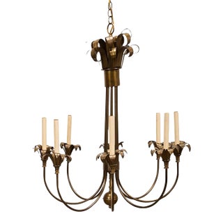 Late 20th Century 8-Light Brass Chandelier, Style of Tommi Parzinger For Sale