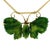 A beautiful pair of vintage butterfly brooches crafted in 14 karat yellow gold and set with finely carved green jade...