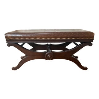 Georgian-Style Mahogany Bench Attributed to Restoration Hardware For Sale