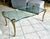 Hollywood Regency Mid Century p.e. Guerin Style Brass & Glass Coffee Table With Frond Legs For Sale - Image 3 of 16