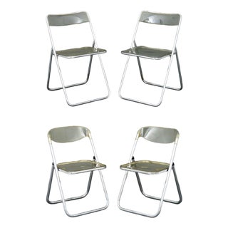 Giancarlo Piretti "Plia" Style Folding Chairs, 4 For Sale