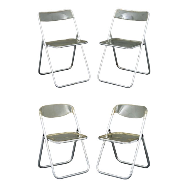 Giancarlo Piretti "Plia" Style Folding Chairs, 4 For Sale