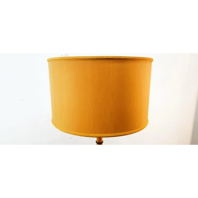 Gold Floor Lamp with Cherrywood Base For Sale - Image 8 of 13