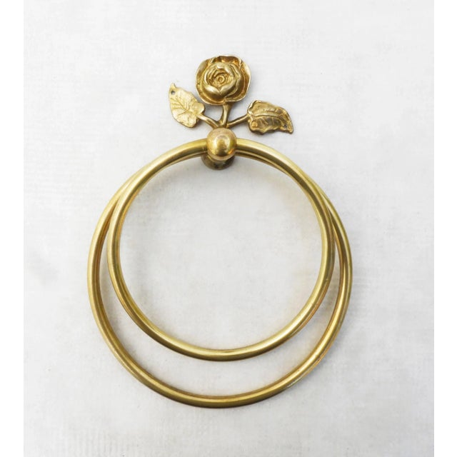 French Rose Flower Bathroom Accessories in Bronze and Brass, 1950s, Set of 5 For Sale - Image 4 of 14