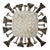 1950s Spanish Brutalist Flush Mount Ceiling Light – Silvered Wrought Iron & Heavy Embossed Glass For Sale