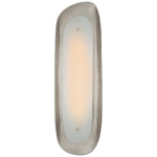 AERIN for Visual Comfort Signature Samos Tall Sculpted Sconce in Burnished Silver Leaf with Alabaster For Sale