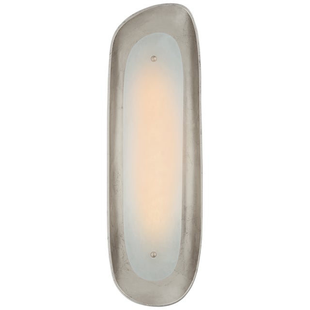 AERIN for Visual Comfort Signature Samos Tall Sculpted Sconce in Burnished Silver Leaf with Alabaster For Sale