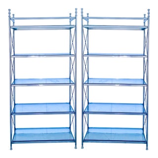 20th-C. Maison Jensen Neo-Classical Style Steel Etageres or Shelves, Pair For Sale
