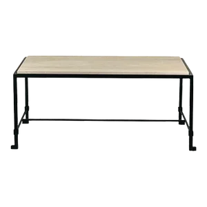 Small 'Diagramme' Wrought Iron and Travertine Coffee Table
