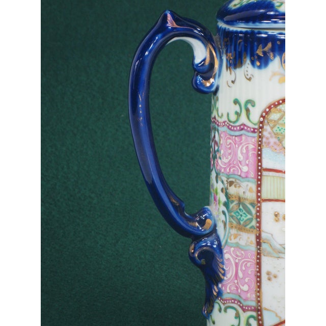 Chocolate Pot Antique Japanese Satsuma Figurine Oriental Pitcher Hand Painted For Sale - Image 15 of 18