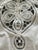 European linen with crochet lace borders oval table dolly.