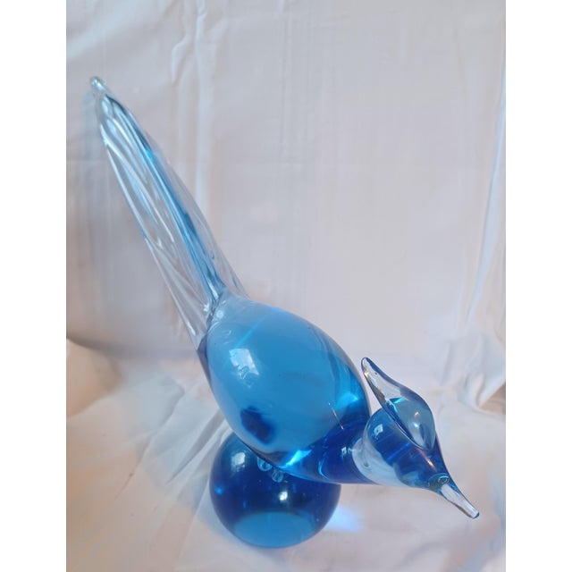 1960s 1960s Tiffin "Copen Blue " Art Glass Pheasant. For Sale - Image 5 of 7
