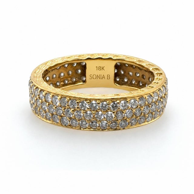 Sonia B 18k Three Row Diamond Eternity Band, Size 8 For Sale - Image 4 of 4