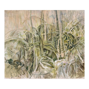 2007, Backyard Series I, Contemporary Abstract Expressionist Landscape, Acrylic Paint and Charcoal on Canvas, Artist Louise Freshman Brown