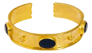 Cleopatra Sapphire Gemstone & Gold Antique Cuff Bracelet