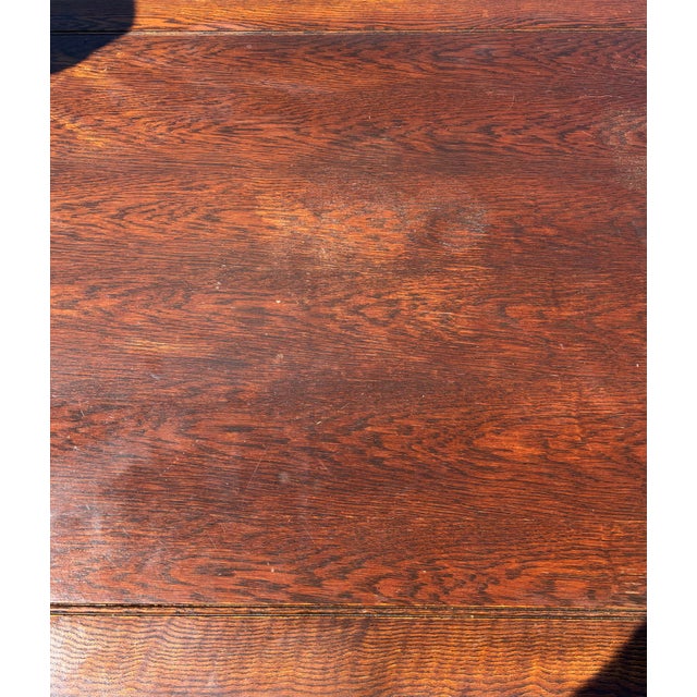 Early 20th Century Jacobean Revival Carved Oak Draw-Leaf Dining Table For Sale - Image 12 of 12