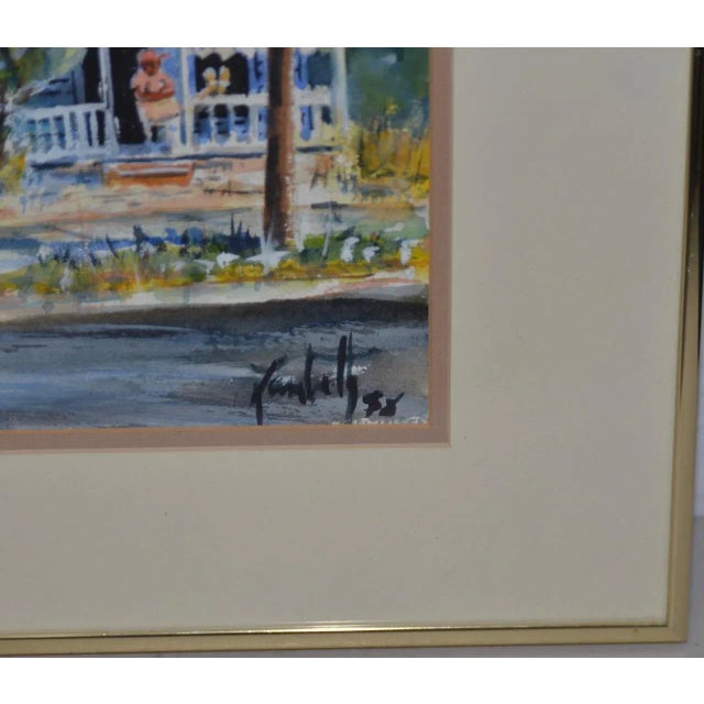 Vintage Watercolor "island Life" Original Painting C.1988 For Sale In San Francisco - Image 6 of 8