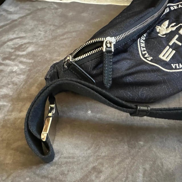 1990s Iconic Blue Paisley Fabric Belt Bag Pouch by Etro Milano For Sale - Image 11 of 14