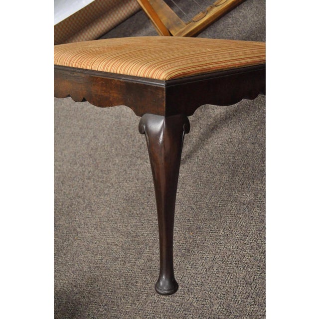 Antique Schmieg & Kotzian Mahogany Wood Queen Anne Square Stool Bench Ottoman For Sale In Philadelphia - Image 6 of 11