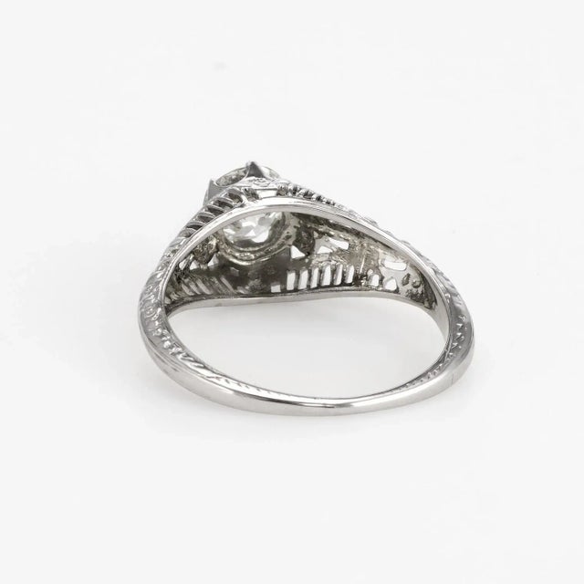 Early 20th Century Vintage Art Deco Diamond Engagement Ring 14k Gold Filigree Mine Cut Jewellery size 4.75 For Sale - Image 5 of 7