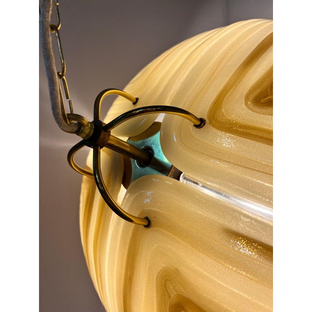 Metal Hanging Lamp in Brown Glass and Chrome by Cristallux For Sale - Image 7 of 11