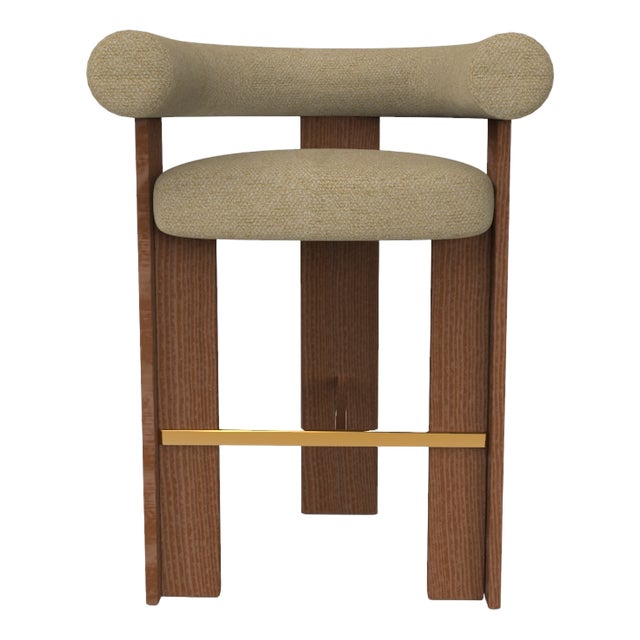 Collector Modern Cassette Bar Chair in Safire 15 Fabric and Smoked Oak by Alter Ego For Sale