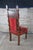 Wood Mid 20th Century 2 Victorian Gothic Revival Walnut Carved Throne Chairs Tufted Red Velour Pair For Sale - Image 7 of 12