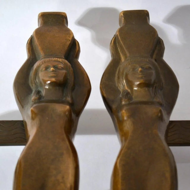 Metal Antique Art Nouveau Bronze Push and Pull Door Handles with Water Nymphes, Set of 2 For Sale - Image 7 of 10