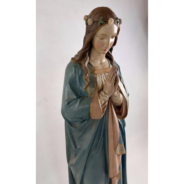 Large Statue of the Immaculate Conception by Roth for Mayer & Co., Munich Royal Institute of Christian Art, 1885 For Sale - Image 3 of 16