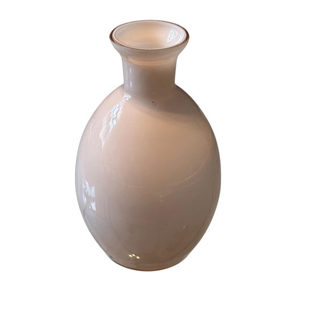 Italian Mid Century Italian Blush Opaline Glass Decanter With Amber Stopper For Sale - Image 3 of 8