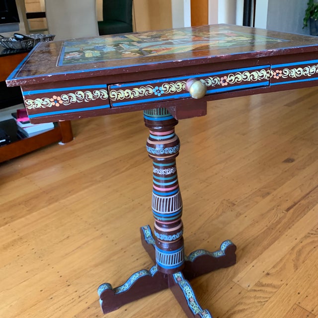 Asian Style Hand-Painted Accent Table For Sale - Image 4 of 5