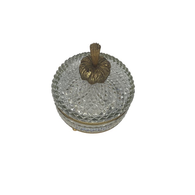 1920s French Round Bronze Mounted Cut Crystal Box For Sale - Image 5 of 6