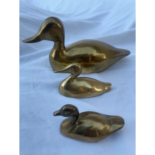 邦楽 duck Vintage 1979's Brass Mother Duck With Ducklings Set- 3