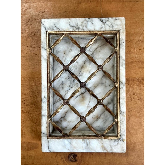Vintage Marble and Brass Decorative Dresser Tray For Sale - Image 11 of 12