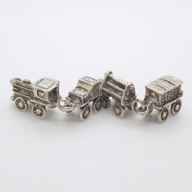 Vintage Italian Handmade Genuine Silver Toy Train Dollhouse Miniature Figurine For Sale - Image 4 of 10