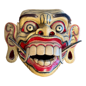 Vintage Hand-Carved Balinese Demon Mask With Articulated Jaw