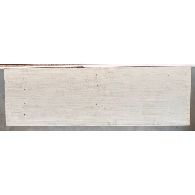 White 19th White Painted White Country Lyre Legs Large Console or Center Table For Sale - Image 8 of 13