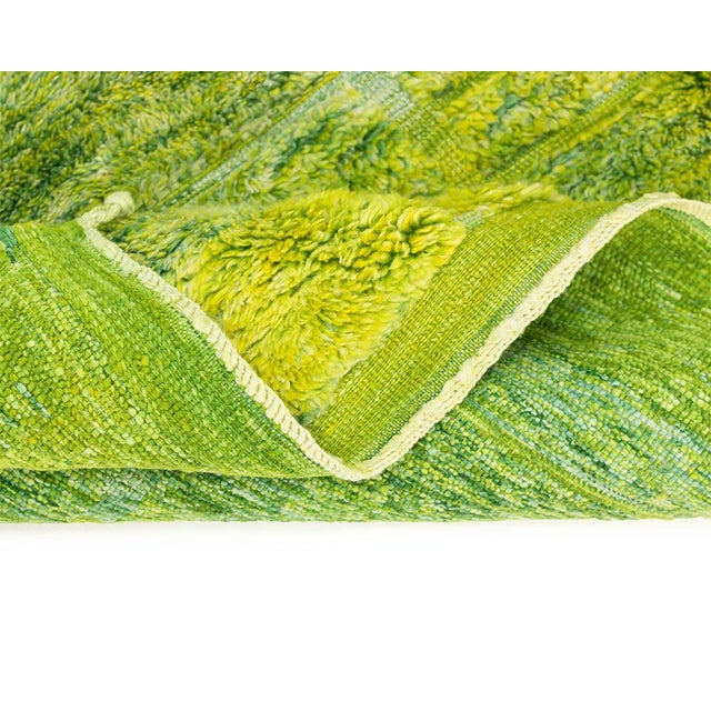 3.00 X 2.21 M Hand-Knotted Wool Rug - Vibrant Lime Green & Neon Yellow Statement Carpet, One of a Kind For Sale - Image 9 of 11