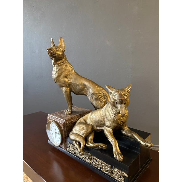 Art Deco Antique Marble & Bronze Mantle Clock in the Style of Louis-Albert Carvin For Sale - Image 3 of 18