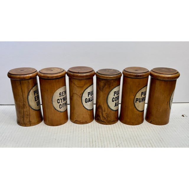 19th Century Set of 6 Antique Treen Apothecary Jars / Canisters For Sale - Image 5 of 12