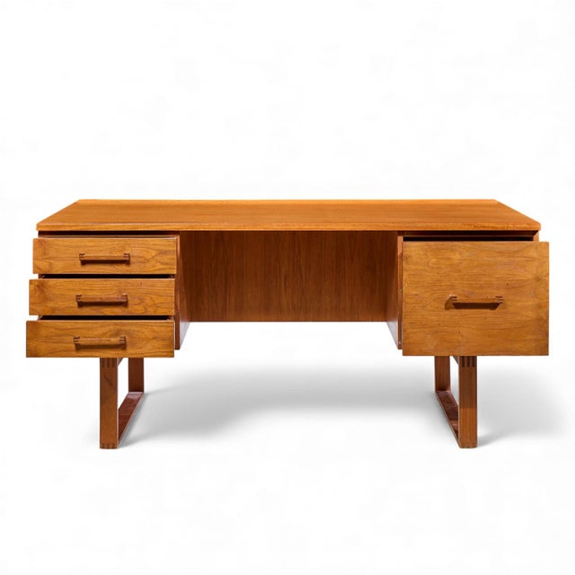 Dyrlund Mid Century Danish Teak Desk For Sale In Chicago - Image 6 of 11