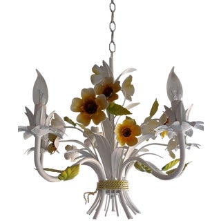 1960s Vintage Italian Mid-Century Tole Chandelier For Sale