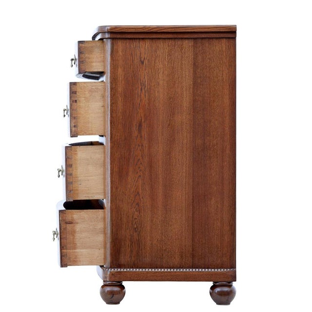 Brown 19th Century Bow Front Oak Chest of Drawers For Sale - Image 8 of 11